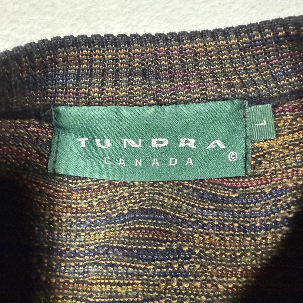 Vintage Tundra Canada Sweater Mens Large Multicolor 3D Knit Made‎ in Canada 90s